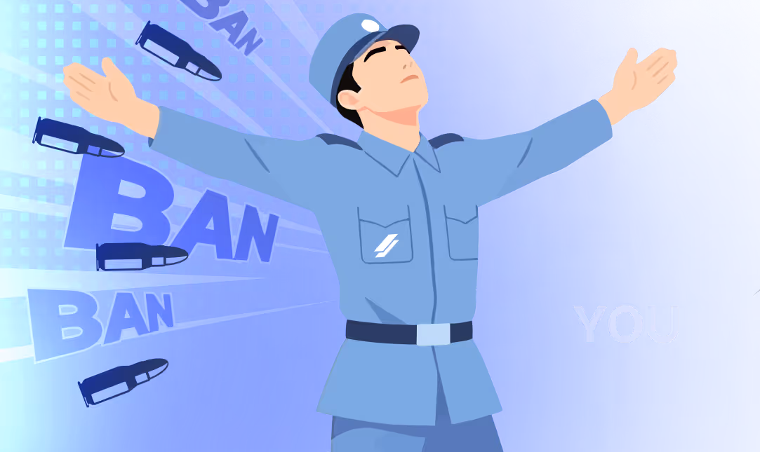 插图描绘了一名警察张开双臂阻挡飞向他的子弹,左边写着“禁止”,右边写着“你”。